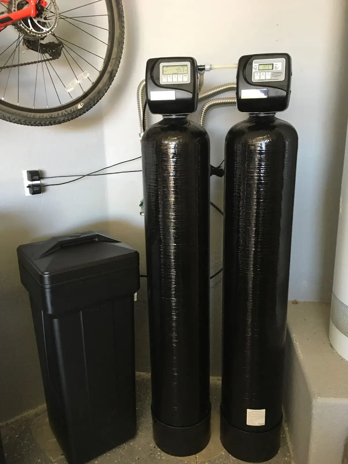 Dual-tank water treatment system installed by Right Now Plumbing in Mesa
